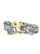 Or jaune 8 carats 333 Zircon des boucles d'oreilles vec021x-zi Russe Soviétique URSS Artisanat vintage Art Deco style